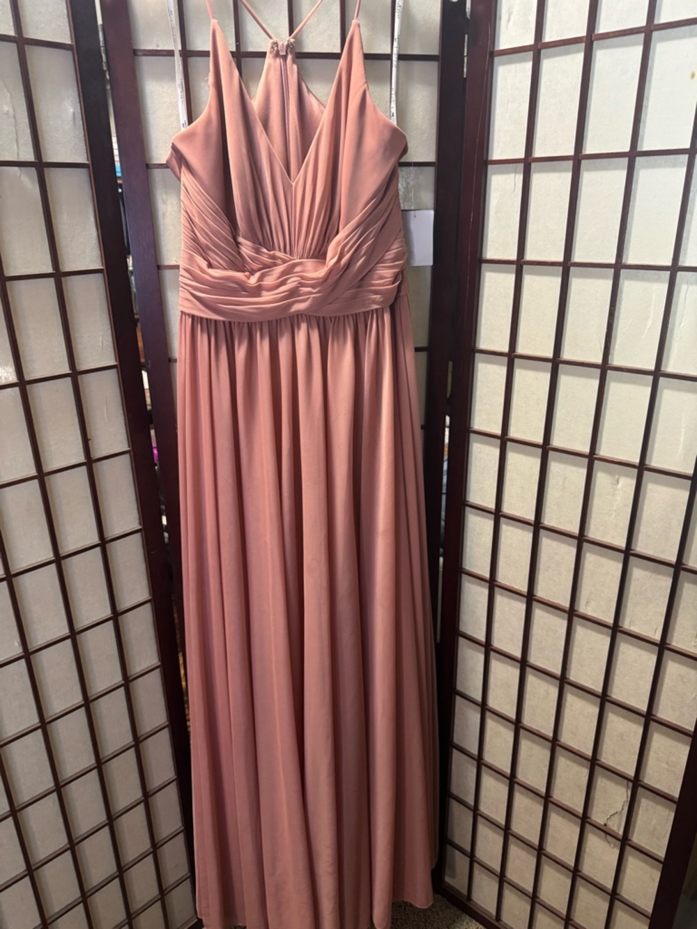 David’s bridal Elegant Dusty Rose V-Neck Maxi Dress